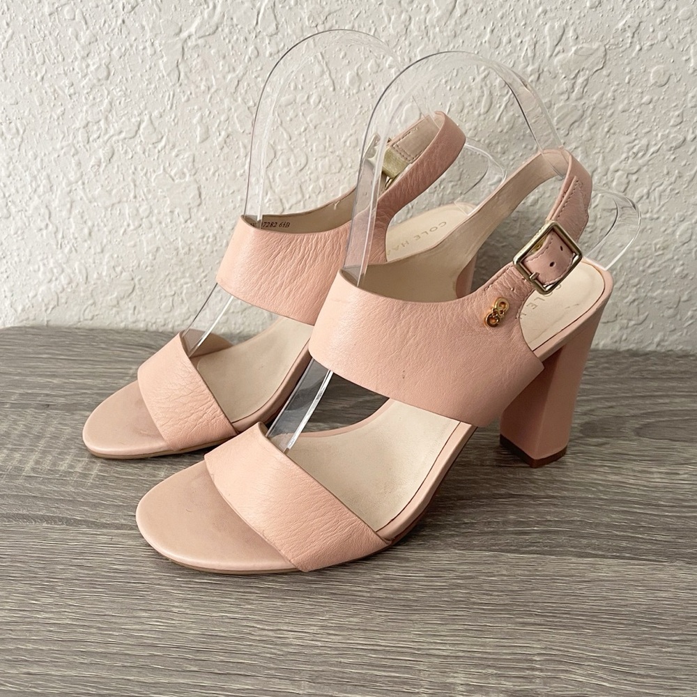Cole Haan Octavia Canyon Rose Pink Leather Heels Sandals  Dressy Casual Size 6.5